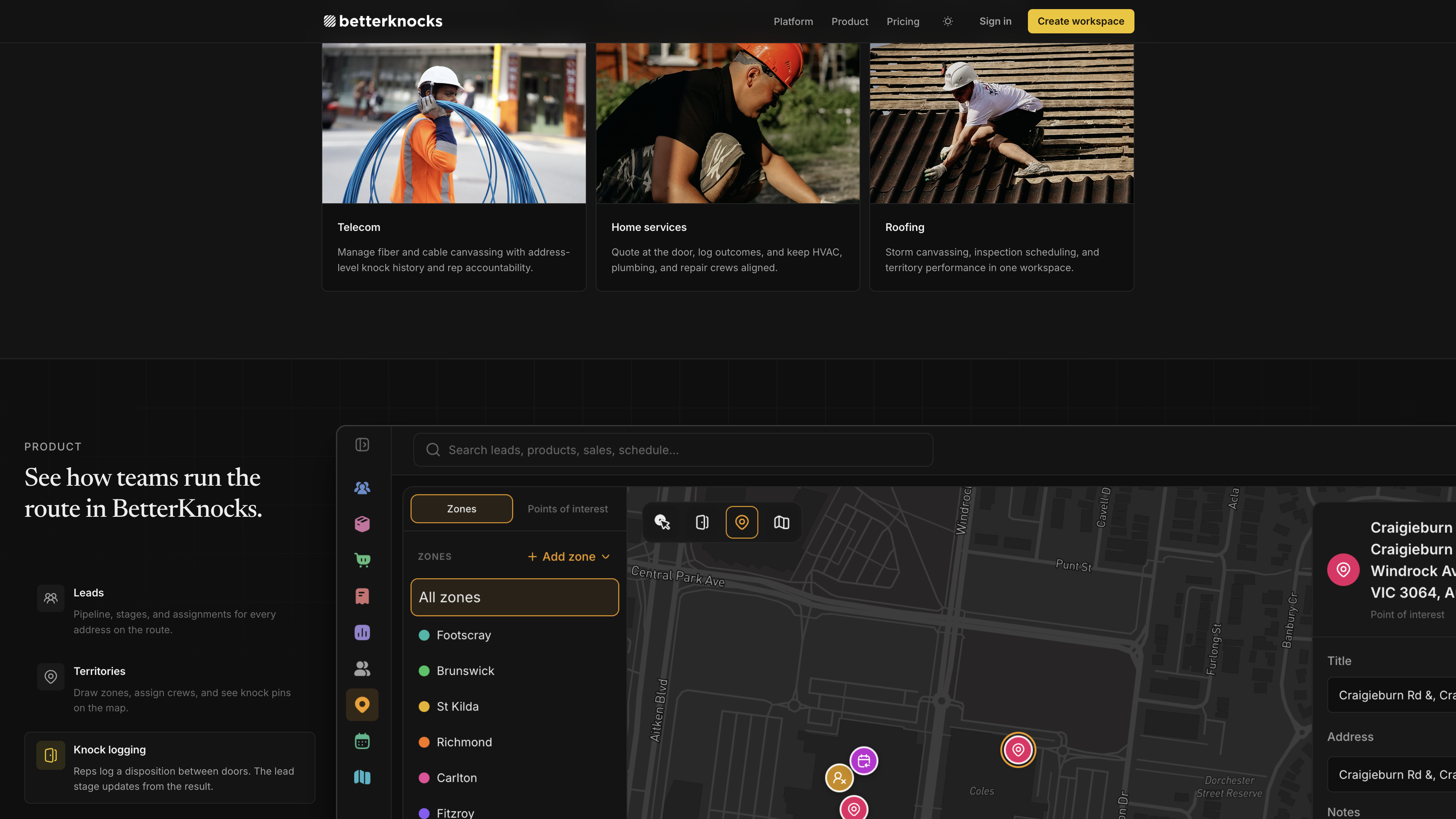 BetterKnocks territory mapping with zones and knock pins