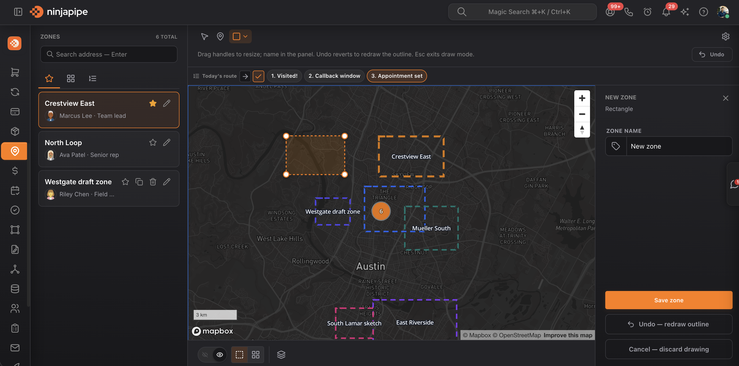 NinjaPipe D2D territories interface