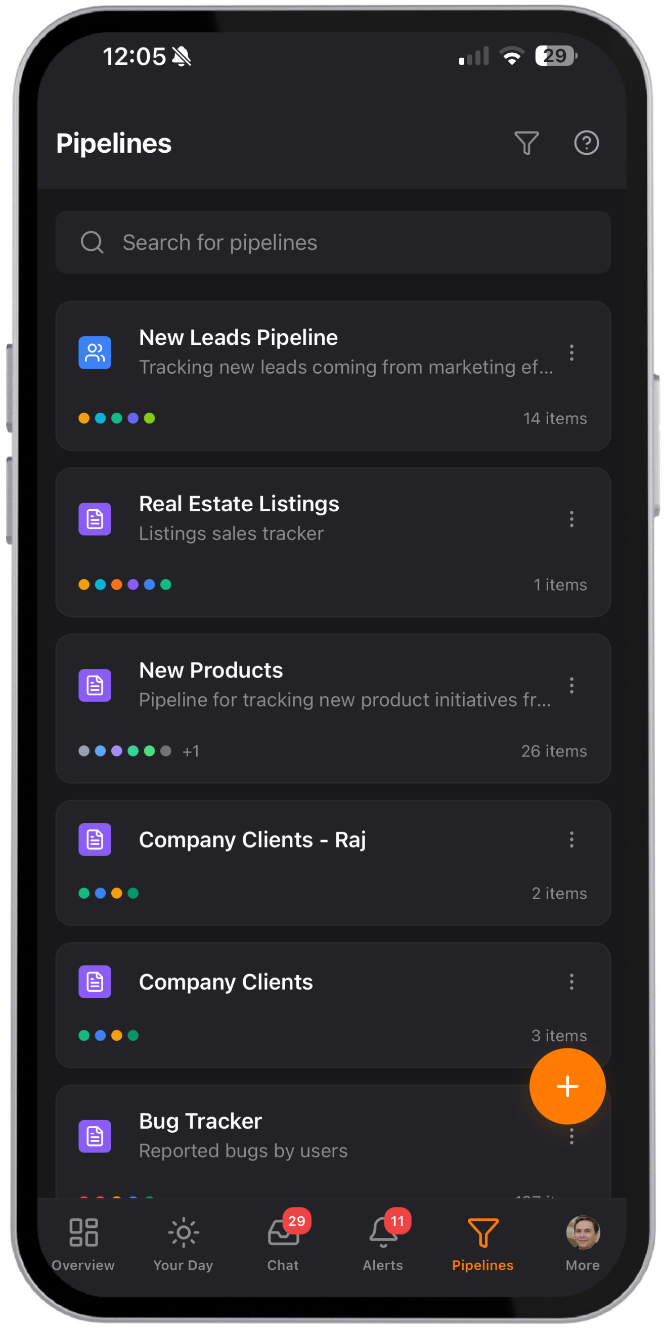 NinjaPipe Mobile CRM interface