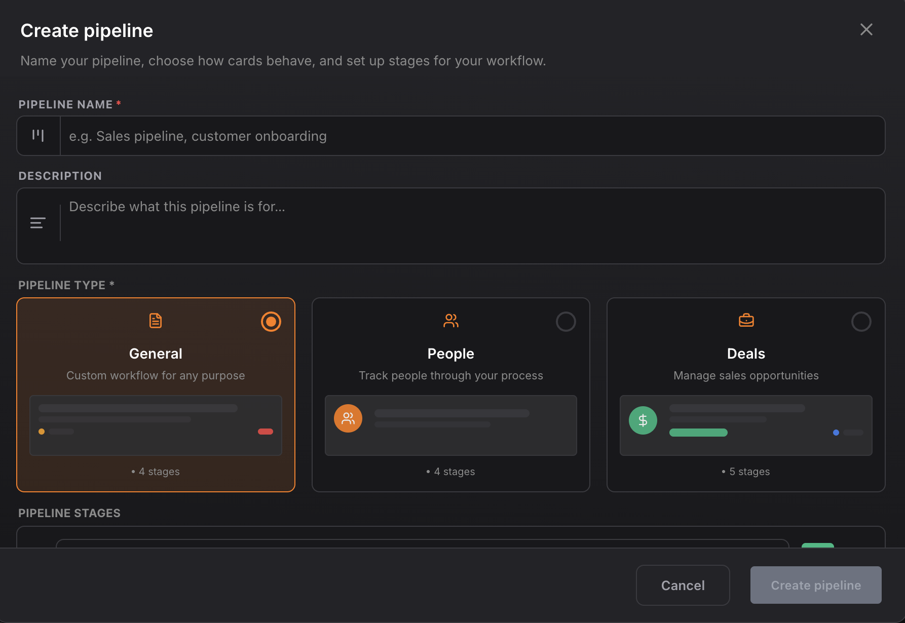 NinjaPipe Sales pipeline interface